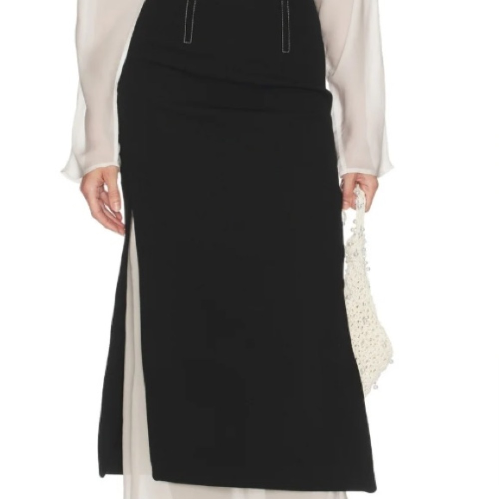 Helsa Layered Skirt in Black & Ivory